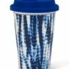 New 💯 Abbott Navy & White Tie-Dye 12-Oz. Bone China Travel Mug For Home & Garden 🔔