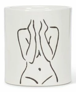 Coupon 👍 Abbott White & Black Line Drawing Stoneware Planter For Other 👏