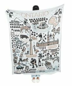 Brand new 🔥 Abbott Ivory & Blue Ontario Landmarks Throw For Home & Garden 🔔