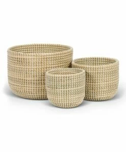 Brand new 👍 Abbott Beige & White Basket Planter - Set Of Three For Other 😍