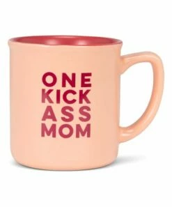 Deals 🔔 Abbott Pink & Red 'One Kick Ass Mom' 15-Oz. Stoneware Mug For Home & Garden ⭐