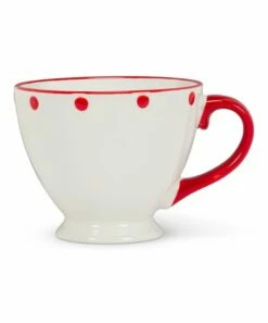 Discount 🧨 Abbott White & Red Dots 3.5'' H Pedestal Mug For Home & Garden ⭐