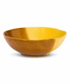 Promo 🔔 Abbott Yellow & Brown Stoneware Bowl For Home & Garden 🔔