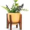 Cheapest 👏 Abbott Yellow Stoneware Small Planter & Stand For Other 🧨