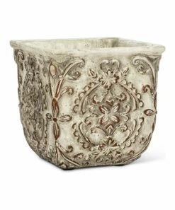 Brand new 🧨 Abbott Gray & Coppertone Floral Embossed Medium Square Planter For Other 💯