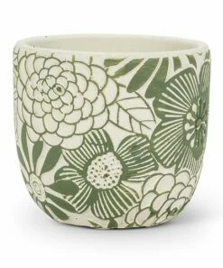 Deals 💯 Abbott Ivory & Green Floral 4'' Planter For Other 👍