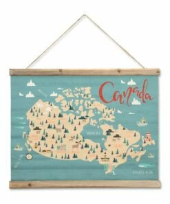 Top 10 ❤️ Abbott Blue & Beige Map Of Canada Canvas Scroll For Home & Garden 💯