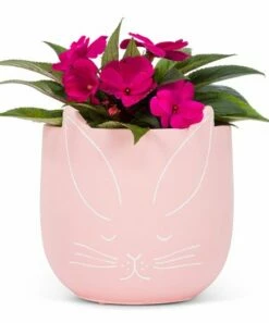 New 😉 Abbott Pink Large Bunny Planter For Other 😍