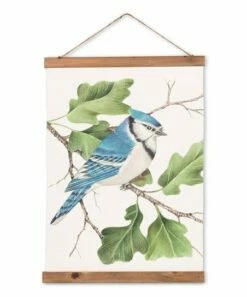 Hot Sale 💯 Abbott Blue & Green Blue Jay Canvas Scroll For Home & Garden 🌟