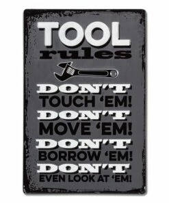 Cheapest 😉 Abbott Gray 'Tool Rules' Metal Wall Sign For Home & Garden ✔️