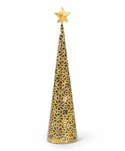 Wholesale 👍 Abbott Goldtone Small Cutout Cone Tree Tabletop Décor For Home & Garden 🔔