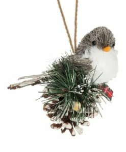 Best Sale ✨ Abbott Green & White Chickadee Pinecone Ornament For Home & Garden ❤️