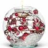 Hot Sale ❤️ Abbott Red & White Berry Snow Round Glass Votive Holder For Home & Garden 🥰 -Abbott Shop zu108333885 main tm1662470393
