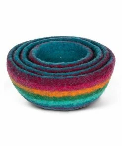 Outlet ✨ Abbott Red & Blue Rainbow Stripe Wool Nesting Bowl - Set Of Four For Other 😀