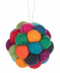Brand new 😀 Abbott Red & Blue Rainbow Pom-Pom Wool Ball Ornament For Home & Garden ⭐