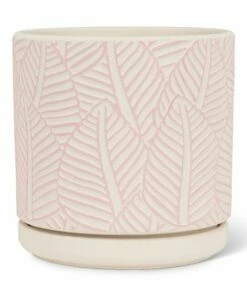 Deals ❤️ Abbott Pink Leaf Planter & Saucer For Other ⭐