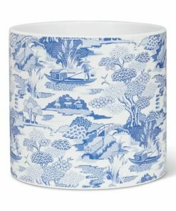 Buy 👏 Abbott White & Blue Toile River Planter For Other 😀