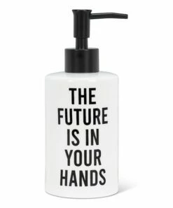Hot Sale 😀 Abbott White & Black 'The Future Is In Your Hands' Soap Dispenser For Home & Garden 💯