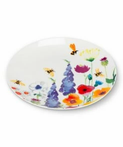 Budget 👍 Abbott White & Red Bee Garden Plate For Home & Garden 🤩