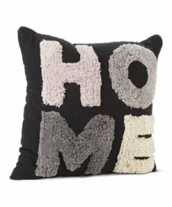 Hot Sale 👍 Abbott Black & Gray 'Home' Tufted Throw Pillow For Home & Garden 🛒