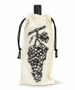 Discount ⭐ Abbott Natural & Black Grape Bunch Drawstring Bottle Bag For Home & Garden 🤩