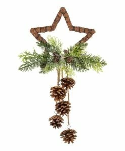 New 🧨 Abbott Green & Brown Star Pinecone Branch Pendant Décor For Other 👍