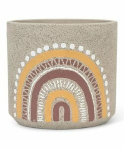 Coupon 👏 Abbott Gray & Yellow Boho Rainbow 7'' Planter For Other ⭐