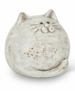 Best Sale ❤️ Abbott Antiqued White Round Ball Cat Décor For Home & Garden 🌟
