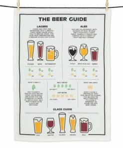Cheapest 👏 Abbott White & Yellow 'The Beer Guide' Tea Towel For Home & Garden 🎁