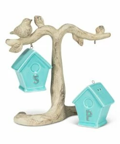 Outlet 😉 Abbott Blue Birdhouse & Branch Salt & Pepper Shaker Set For Home & Garden 🎁