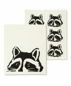 Best Sale 🎁 Abbott White & Black Raccoon Dishcloth - Set Of Two For Home & Garden 😉