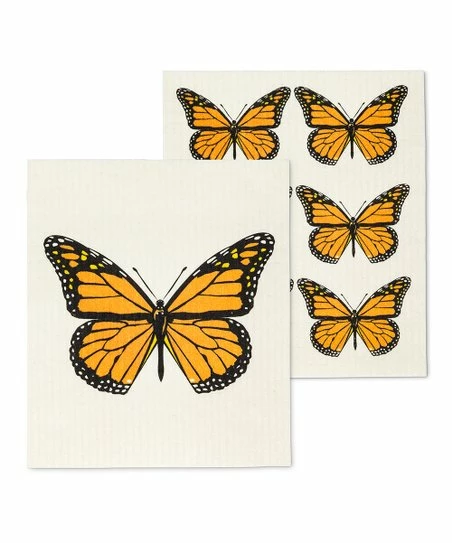 Brand new ๐ Abbott Beige & Orange Monarch Butterfly Reusable Swedish Dishcloth For Home & Garden ๐ฅ 3 Brand new ๐ Abbott Beige & Orange Monarch Butterfly Reusable Swedish Dishcloth For Home & Garden ๐ฅ