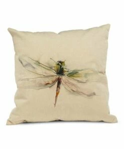 Promo ✨ Abbott Beige & Green Dragonfly Throw Pillow For Home & Garden 😍