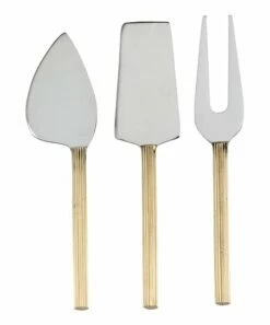 Discount 🛒 Abbott Silver & Gold Textured Cheese Knife Set For Home & Garden 👏