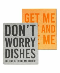 Brand new 🧨 Abbott Gray & Orange 'Don't Worry' Swedish Dishcloth - Set Of Two For Home & Garden 😉