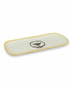 Cheap 🔥 Abbott White & Yellow Bee Wreath Long Rectangular Platter For Home & Garden ⭐