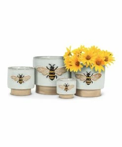 Deals ❤️ Abbott Black & Yellow Embossed Bee Planter For Other 🎉 -Abbott Shop zu90025070 alt 2 tm1602858747