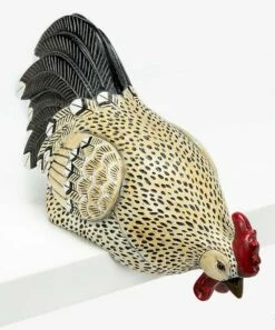 Flash Sale 🔥 Abbott Cream & Red Black Tail Edge Peering Rooster For Home & Garden ⭐