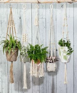 Buy 🌟 Abbott 42'' Beige Beaded Fringe Macramé Planter Hanger For Home & Garden 💯 -Abbott Shop zu92397698 alt 2 tm1611001753