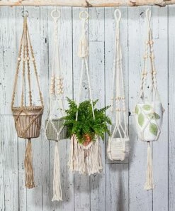 Cheapest 👏 Abbott 40'' Beige Beaded Fringe Macramé Planter Hanger For Home & Garden 💯 -Abbott Shop zu92397700 alt 2 tm1611001753