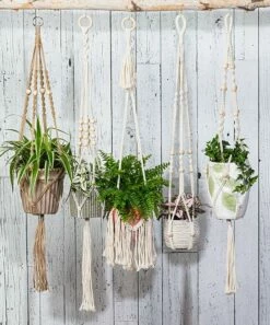 Top 10 🔥 Abbott 42'' Beige Braided Fringe Macramé Planter Hanger For Home & Garden 😉 -Abbott Shop zu92397703 alt 2 tm1611001753