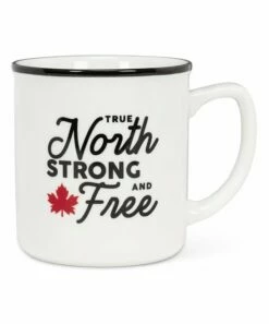 Outlet 👍 Abbott White & Red Leaf 'True North' Mug For Home & Garden 🌟