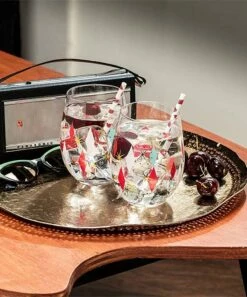 Hot Sale 💯 Abbott Pink & Red Diamond Stemless Wine Glass For Home & Garden 🎉 -Abbott Shop zu92615534 alt 2 tm1611771402