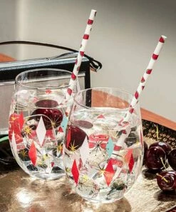 Hot Sale 💯 Abbott Pink & Red Diamond Stemless Wine Glass For Home & Garden 🎉 -Abbott Shop zu92615534 alt 3 tm1611771402