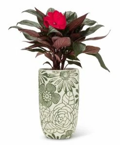 Coupon 🤩 Abbott Green & White Floral Vase For Home & Garden 🌟