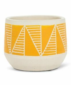 Brand new 😉 Abbott Yellow & White Geometric Etched Planter For Other 🌟
