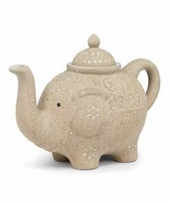 Budget 🎁 Abbott Sand & White Floral Elephant Teapot For Home & Garden 🎁
