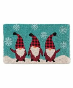 New 😉 Abbott Blue & Red Gnome Trio Coir Doormat For Home & Garden 🛒