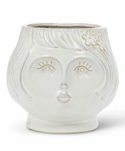 Flash Sale 🎁 Abbott White Ceramic 👩 Woman Face 5.5'' Planter For Other 🎉