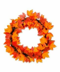 Promo 🔥 Abbott Orange Maple Leaf Wreath For Home & Garden 😀